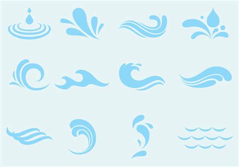 Vector Agua Wave And Splash Icons - Download Free Vector Art, Stock ...