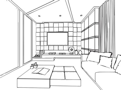 Stunning Interior Perspective Sketch of a House