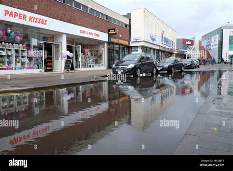 Flooding in Biggin Street Loughborough after heavy rain Stock Photo - Alamy