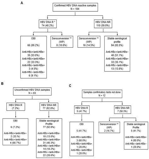 HBV follow-up testing of donors confirmed (A) and unconfirmed (B) HBV ...