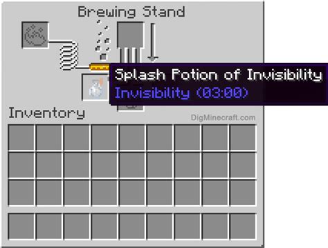 How to make a Splash Potion of Invisibility (3:00/2:15) in Minecraft