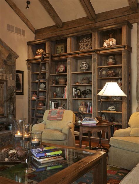 Rustic Bookshelf, Built In Bookcase, Rustic Shelving, Library ...