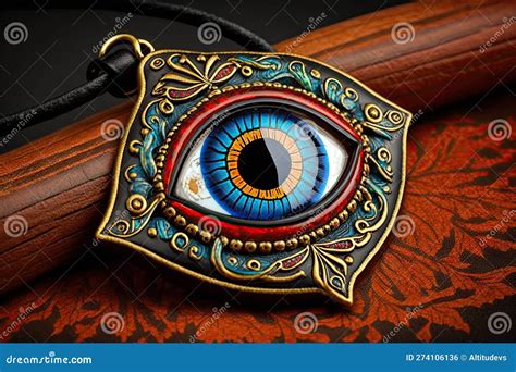 Evil Eye Amulet, with Intricate Design and Brilliant Colors, on Black ...