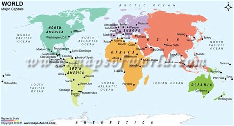 Capitals of the World | World map continents, Map, World map