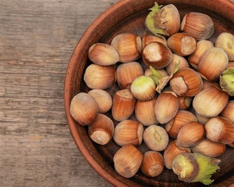 Raw Hazelnuts On Wooden Background, Close Up Stock Image - Image of ...