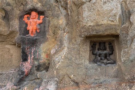 Carved Statues of Gods on the Rock of Mangi Tungi Hills. Nashik ...