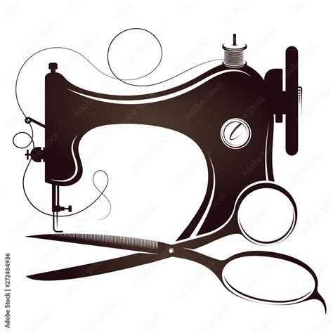 Sewing machine and scissors silhouette for sewing Stock Vector | Adobe ...