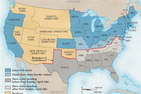 Union And Confederate States Map - Alaine Leonelle