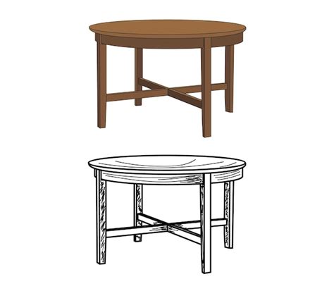 Premium Vector | Round table sketch of a table