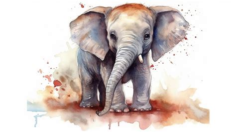 Wall Art Print | baby elephant, watercolor painting | Europosters