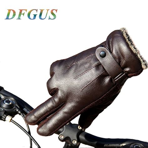 Men's Winter Leather Gloves Thicker Warm Driving Ridding Gloves Mittens ...