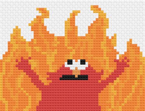 Sesame Street Elmo Fire Meme Cross Stitch Pattern | Etsy | Pixel art ...