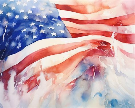 Premium Photo | A watercolor painting of a flag with the american flag ...