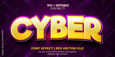 editable font effect cyber text style Stock Vector | Adobe Stock