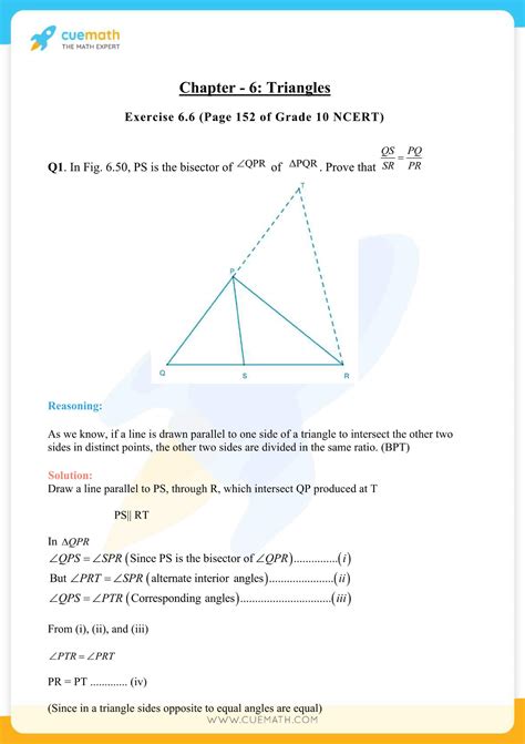 NCERT Solutions Class 10 Maths Chapter 6 Triangles - Access PDF