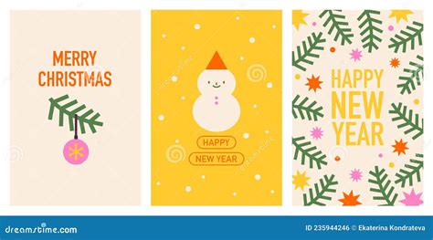 Set of Christmas and New Year Cards Stock Vector - Illustration of ...