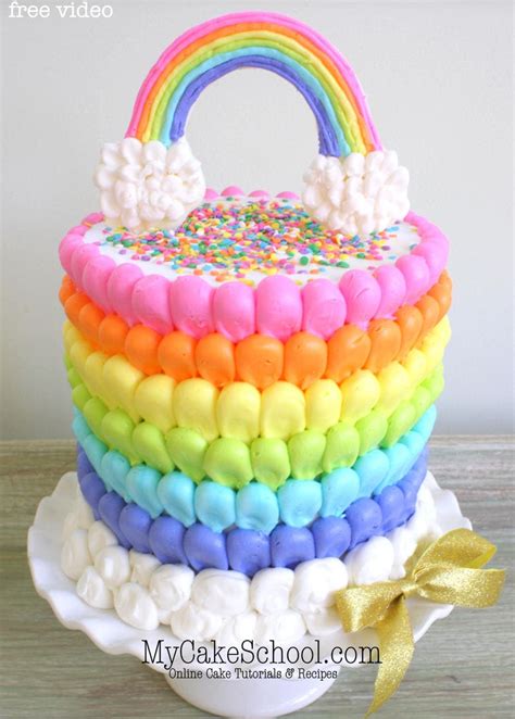 Puffed Rainbow Cake- {free} Cake Decorating Video! | My Cake School