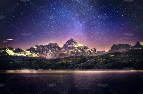 Night sky landscape with starry sky ~ Nature Photos ~ Creative Market