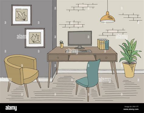 Office graphic color interior sketch illustration vector Stock Vector ...