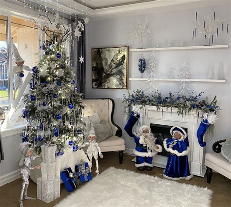 Blue and White Christmas Decor