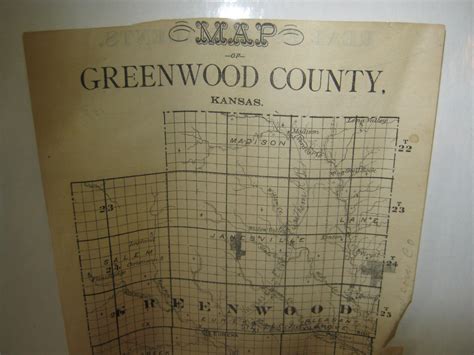 Map Of Greenwood County Kansas - C. 1870: Very Good Original Wraps ...