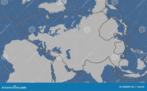 Near Eurasian Plate. Boundaries. Contour Map Stock Illustration ...