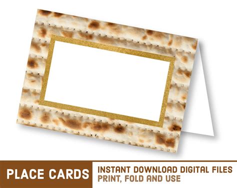 Printable Passover Pesach Place Cards DIY Matzo Name Cards | Etsy