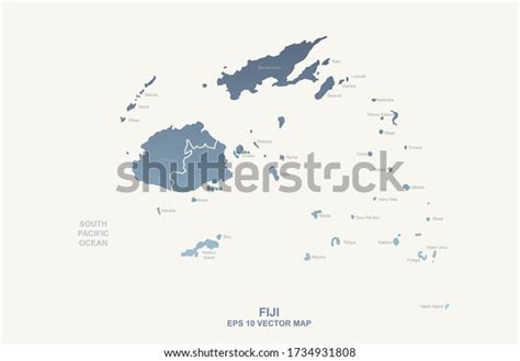 Fiji Map Detailed Oceania Countries Vector Stock Vector (Royalty Free ...