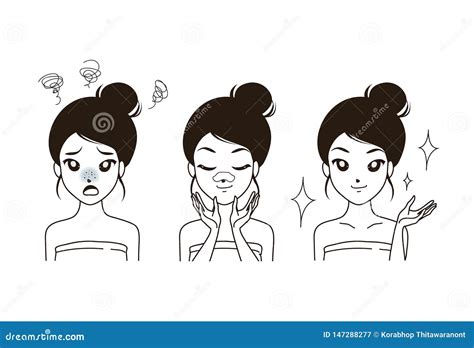 Drawing Woman Pimples on Nose Stock Vector - Illustration of healthy ...