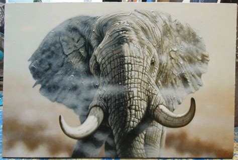 Elephant painting oil painting on canvas 32X48