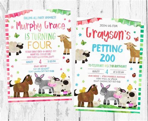 Petting Zoo Birthday Invitation, Petting Zoo Invitations, Petting Zoo ...