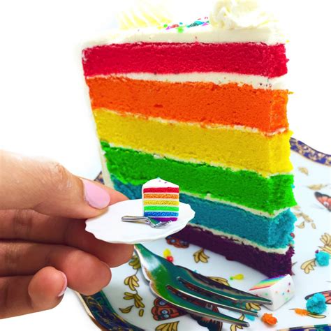 Rainbow Cake Slice Charm - Thepigbakesclay