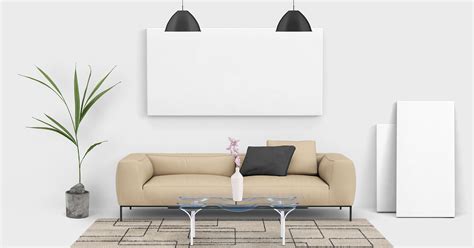 Free Living Room Painting Wall Canvas Mockup PSD - Good Mockups