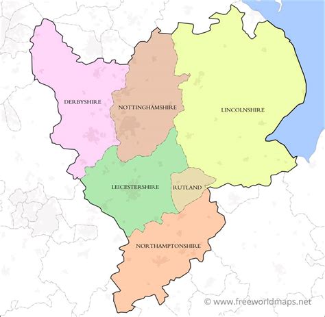 East Midlands Region Map