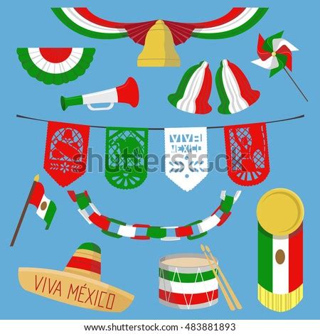 Mexican Independence Day Decorations Stock Vector (Royalty Free ...