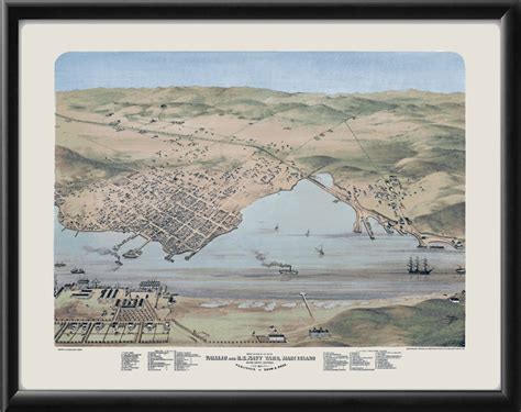 Vallejo CA 1871 Restored Map | Vintage City Maps