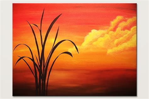 Sunset Palm Landscape Abstract Art Painting Id80