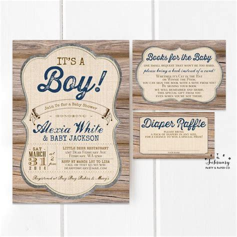 EDITABLE Boy Rustic Baby Shower It's A Boy Wood Forest Cottage Vintage ...