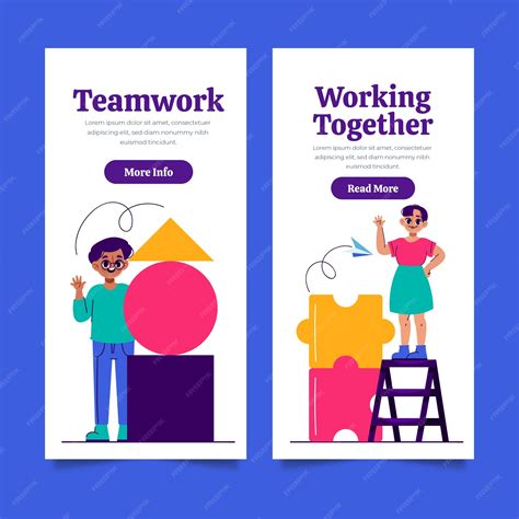 Premium Vector | Teamwork banner set