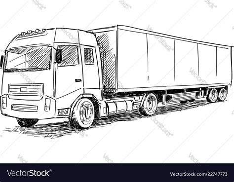 Sketch drawing of truck Royalty Free Vector Image