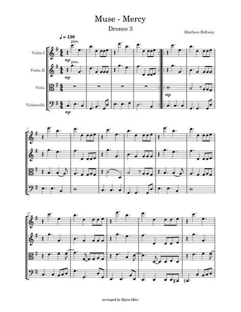 Mercy - Muse Sheet music for Violin, Cello, Viola (String Quartet ...