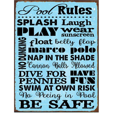 Pool Rules Metal Sign - Walmart.com