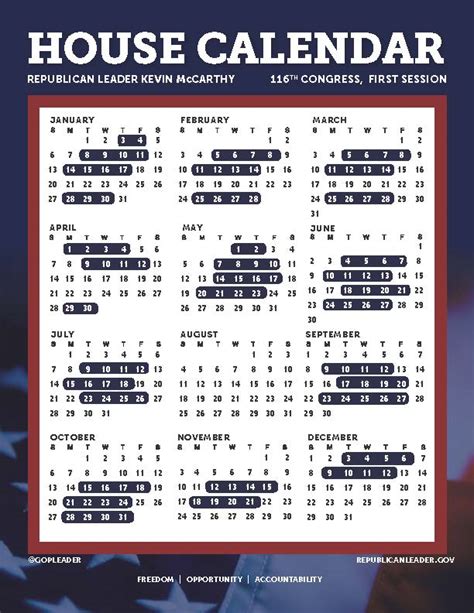 Congressional Calendar – 116th Congress – AZBio