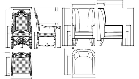 Unique classic chair elevation block cad drawing details dwg file - Cadbull