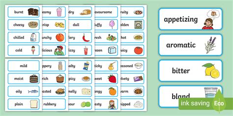 Food Adjective Pictures - Word Cards - Teaching Resources