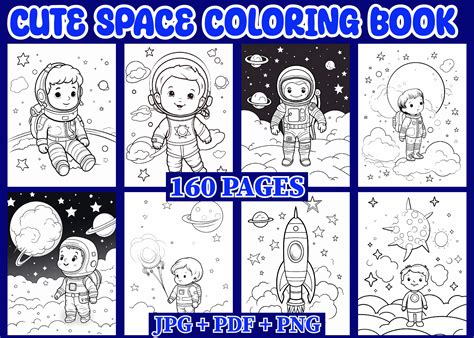 160 Cute Space Coloring Pages for Kids Graphic by VIRTUAL ARTIST ...