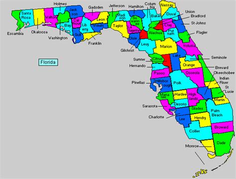 Map Of Florida Showing The Counties - Corene Charlotte