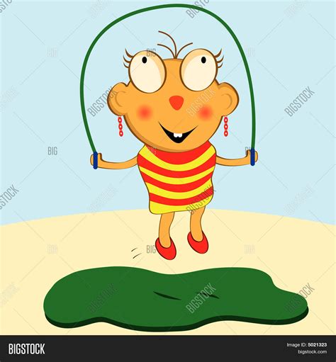 Girl Skipping Cartoon Vector & Photo (Free Trial) | Bigstock