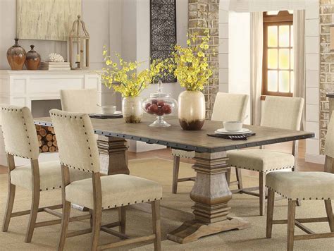 Homelegance Veltry Double Pedestal Rectangular Dining Table with Leaf ...