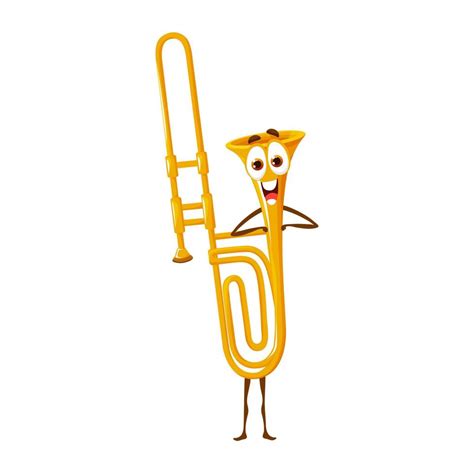 Cartoon musical trombone character, vector horn 12484363 Vector Art at ...